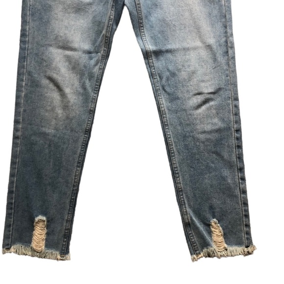 Princess Polly Distressed Skinny Blue Jeans White Zipper Size 4 - Picture 5 of 11